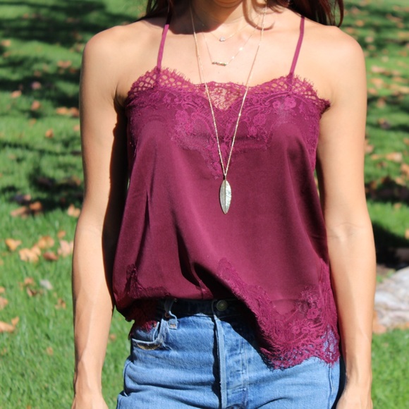 Tops - Lace Trim Woven Cami